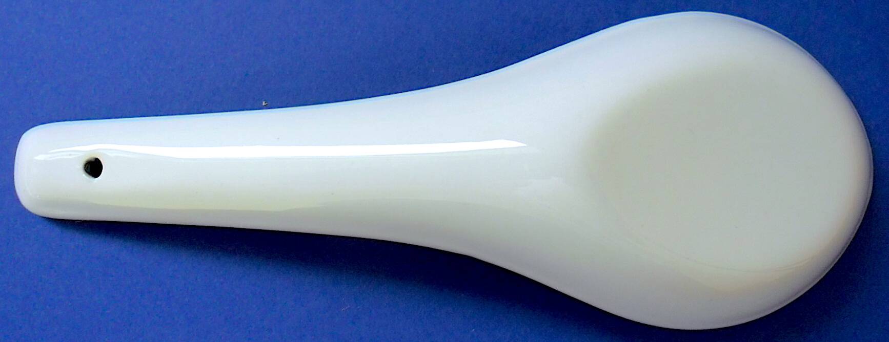 Set of six (6) soup spoons in white-blue porcelain from China