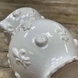 Pitcher and its glass in white earthenware from Malicorne