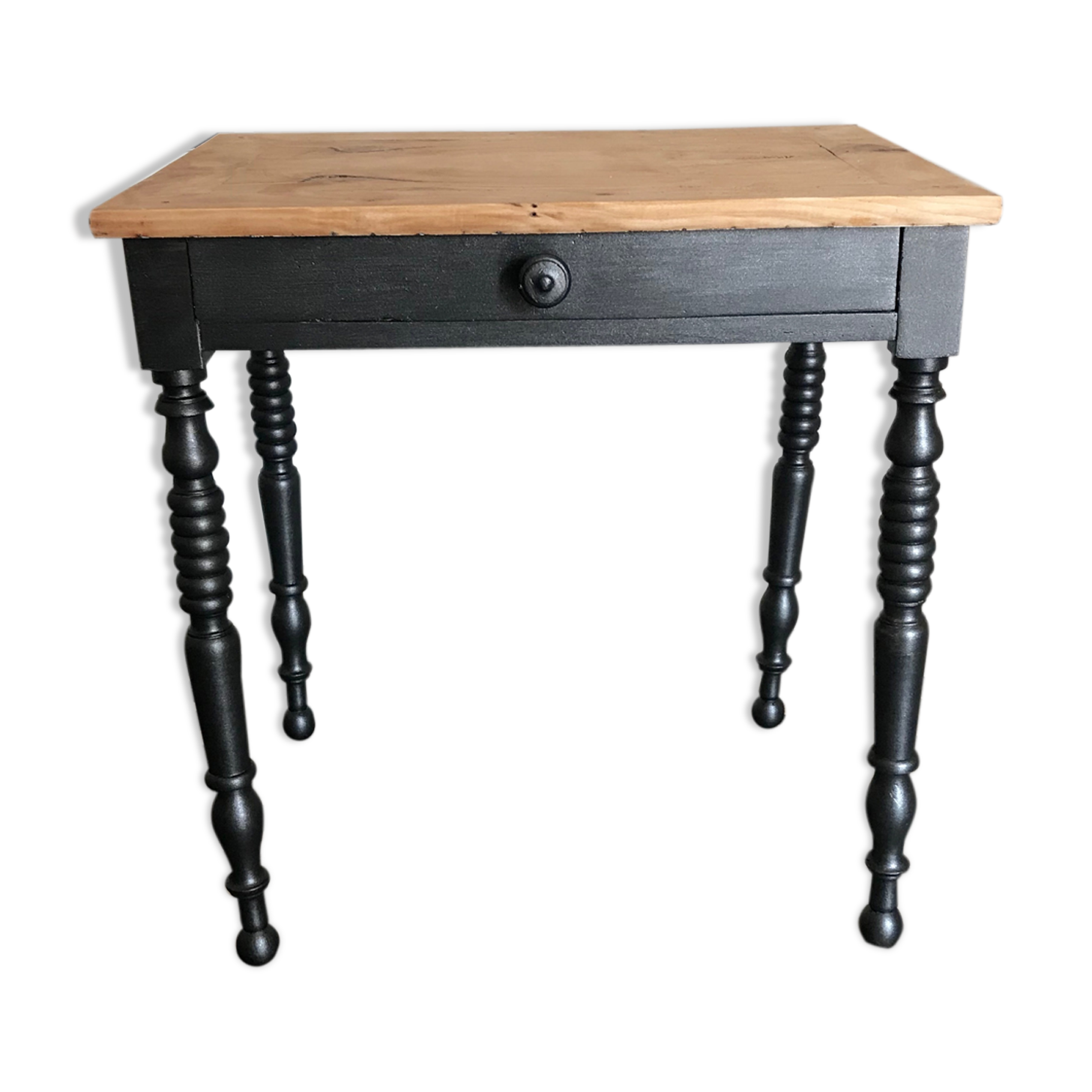 Wooden and black side table
