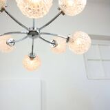 Mid-century Italian 8-Arm Chrome and Crystal Chandelier, 1960s