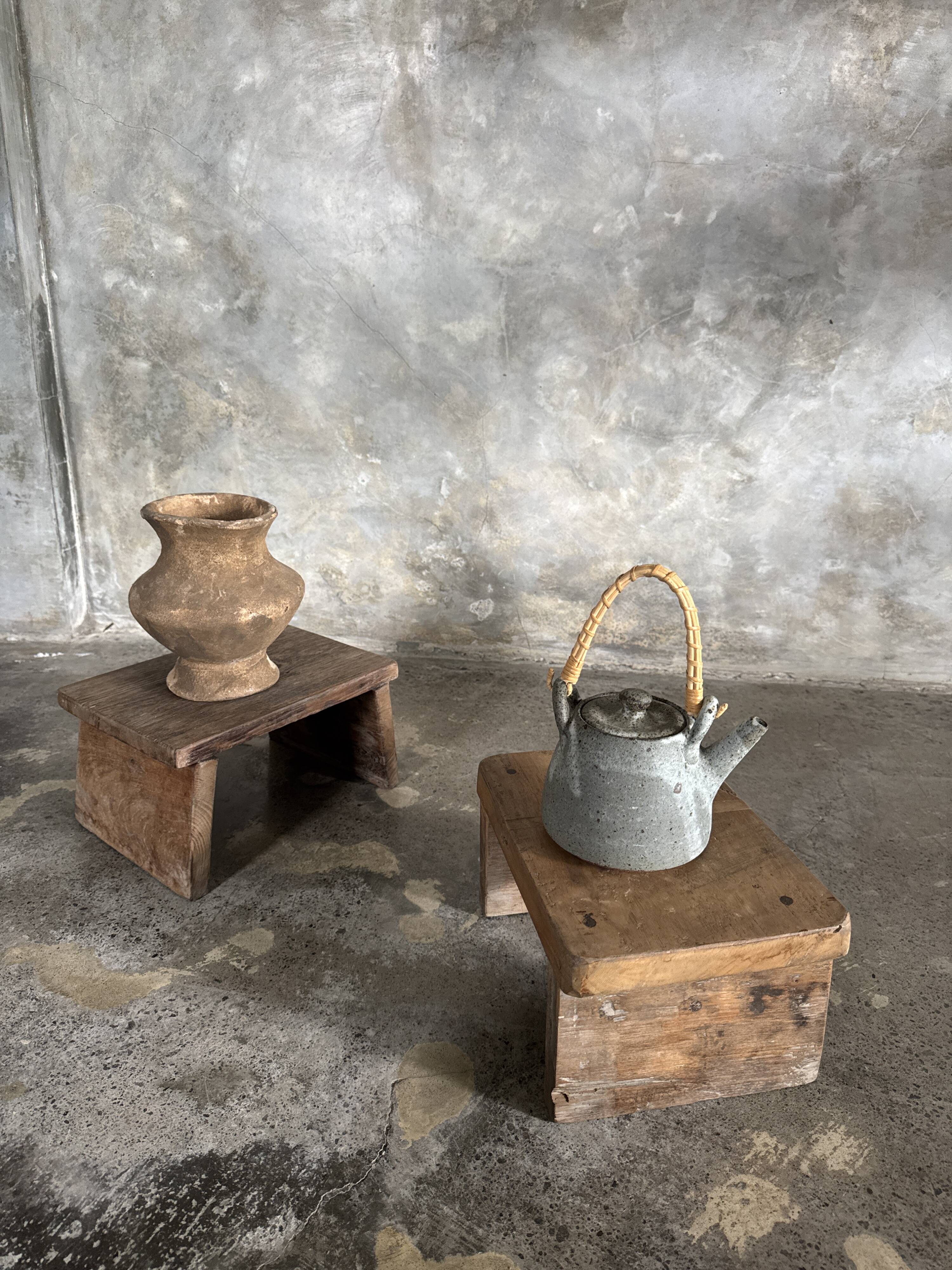 Small auxiliary stool in light antique teak (3302)