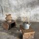 Small auxiliary stool in light antique teak (3302)