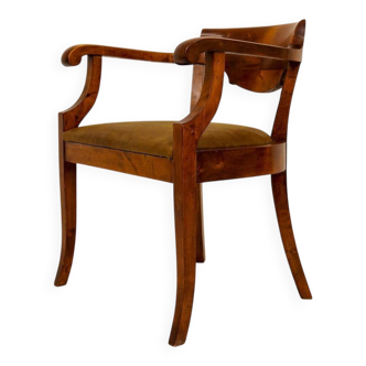 Swedish office chair in lacquered birch, mahogany brown, Sweden, 1920s.