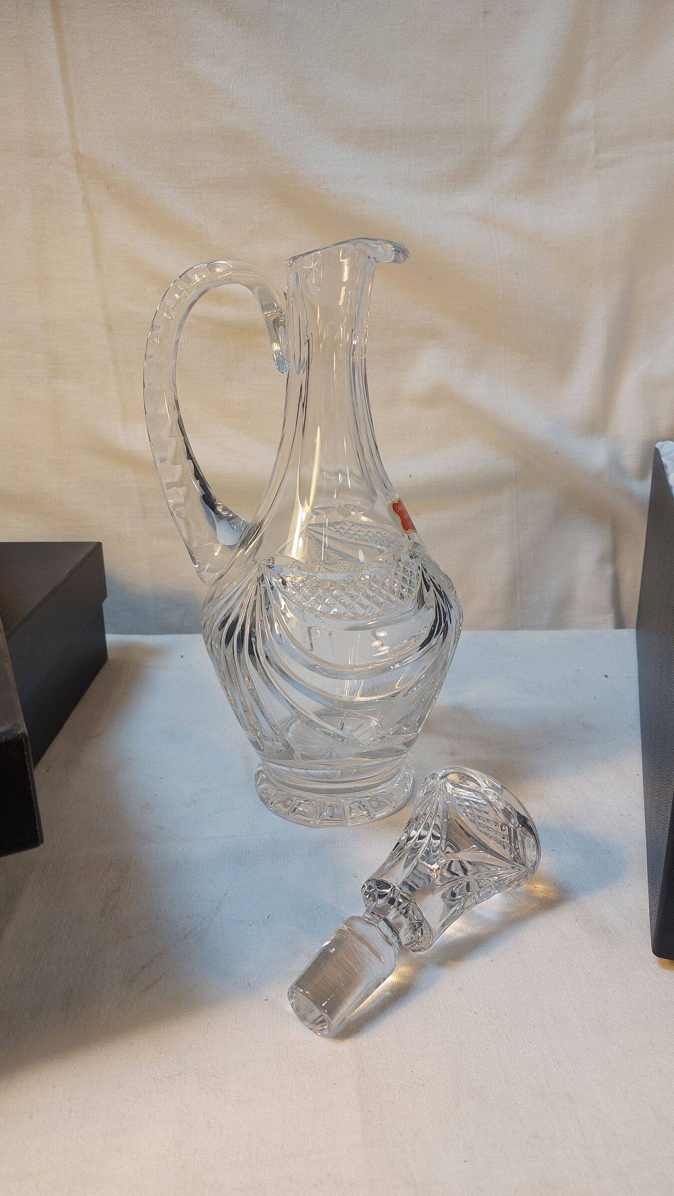 Set of 6 wine glasses and carafe in Lorraine Crystal - Gérard Model