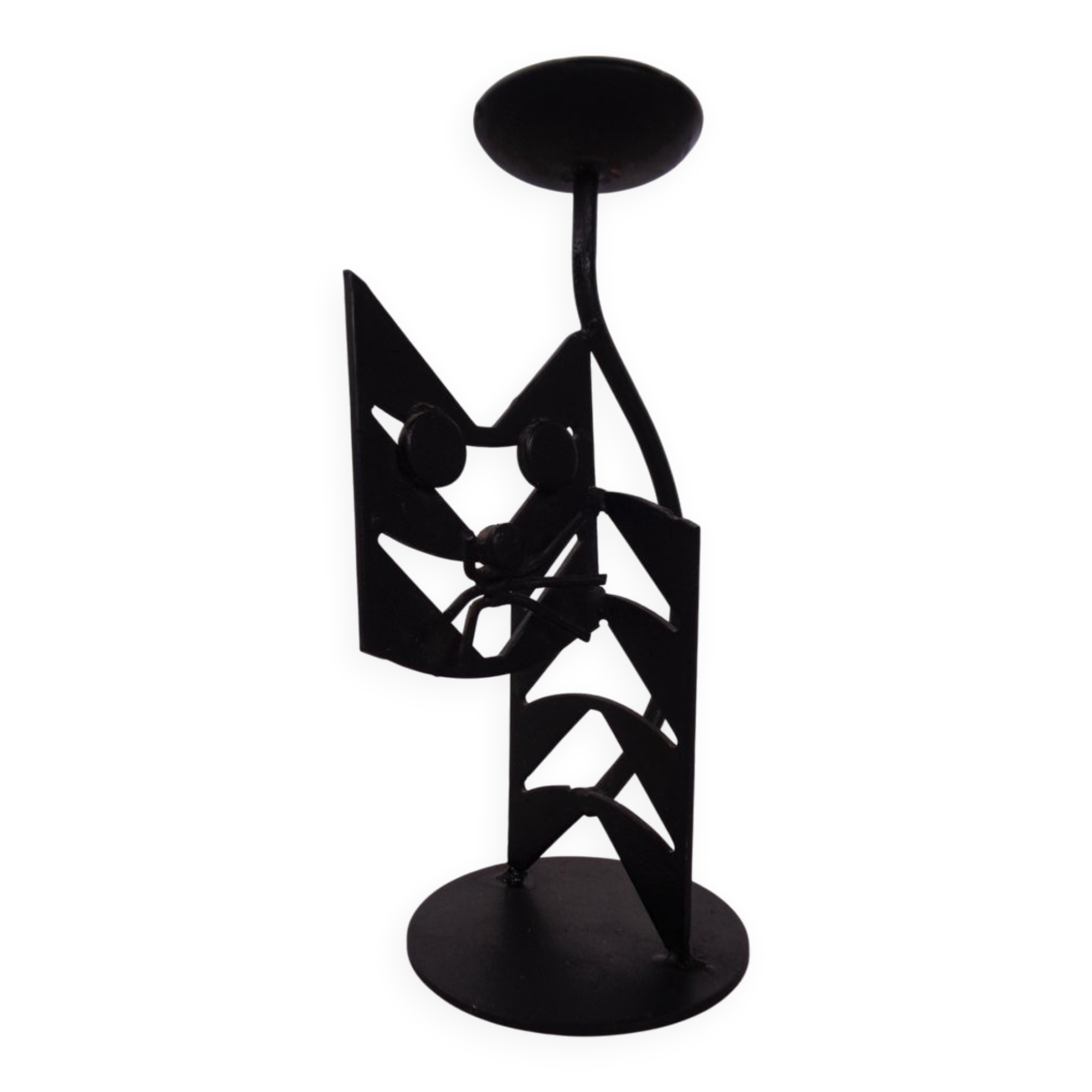 Brutalist Iron Cat Candleholder, Germany, 1960s