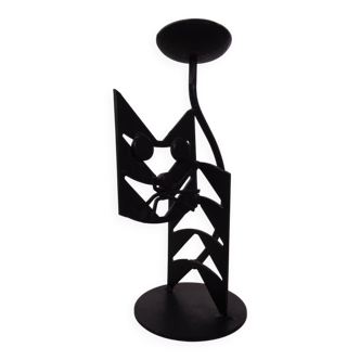 Brutalist Iron Cat Candleholder, Germany, 1960s