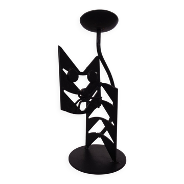 Brutalist Iron Cat Candleholder, Germany, 1960s