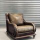 Pair of vintage cognac leather armchairs & solid wood – club/lounge style