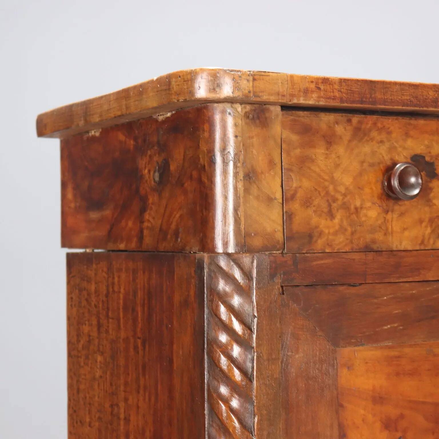 Antique mahogany secretary with leather, Italy, 19th century