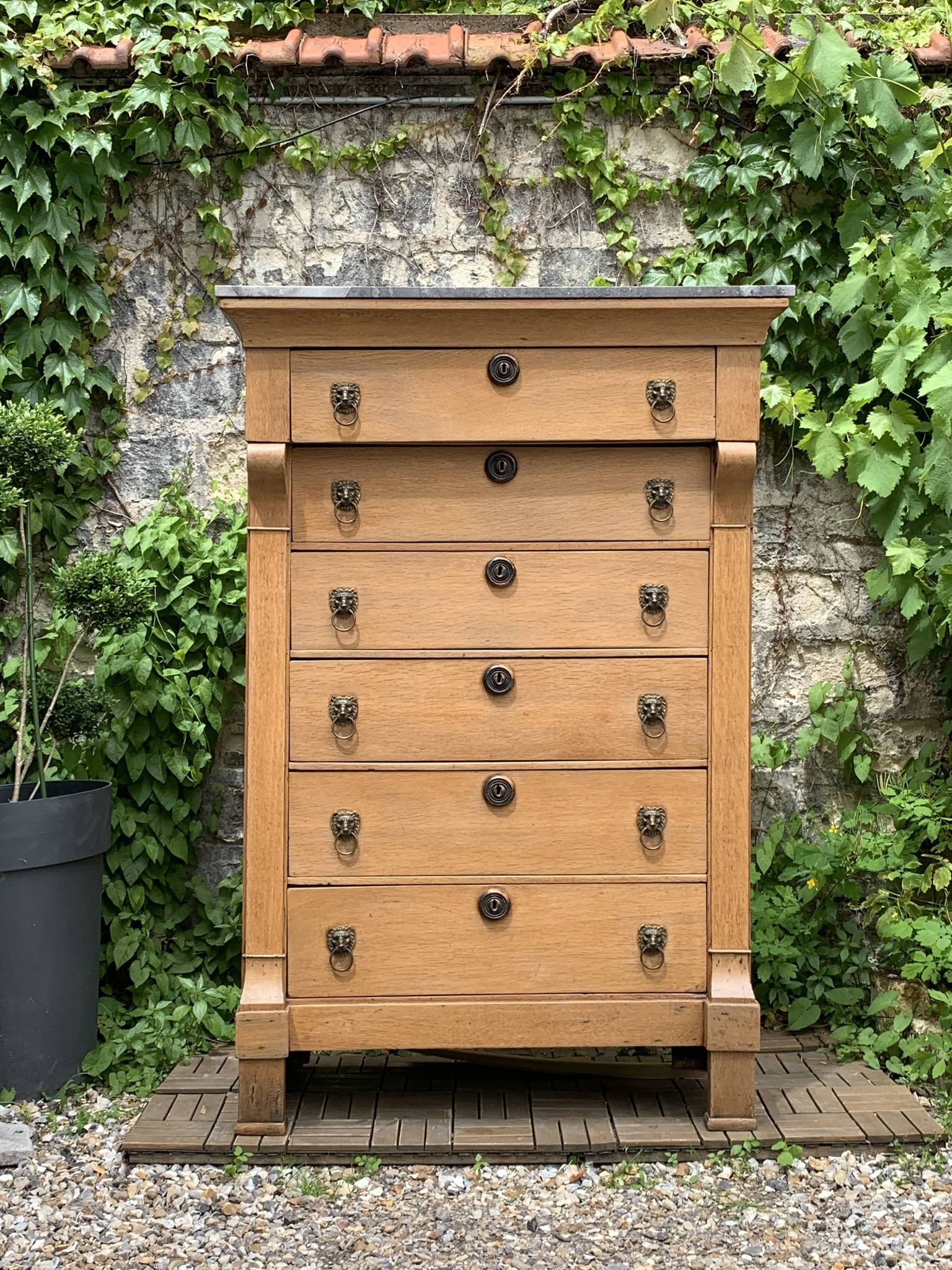 High Empire chest of drawers in solid raw oak