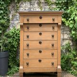 High empire chest of drawers in solid raw oak