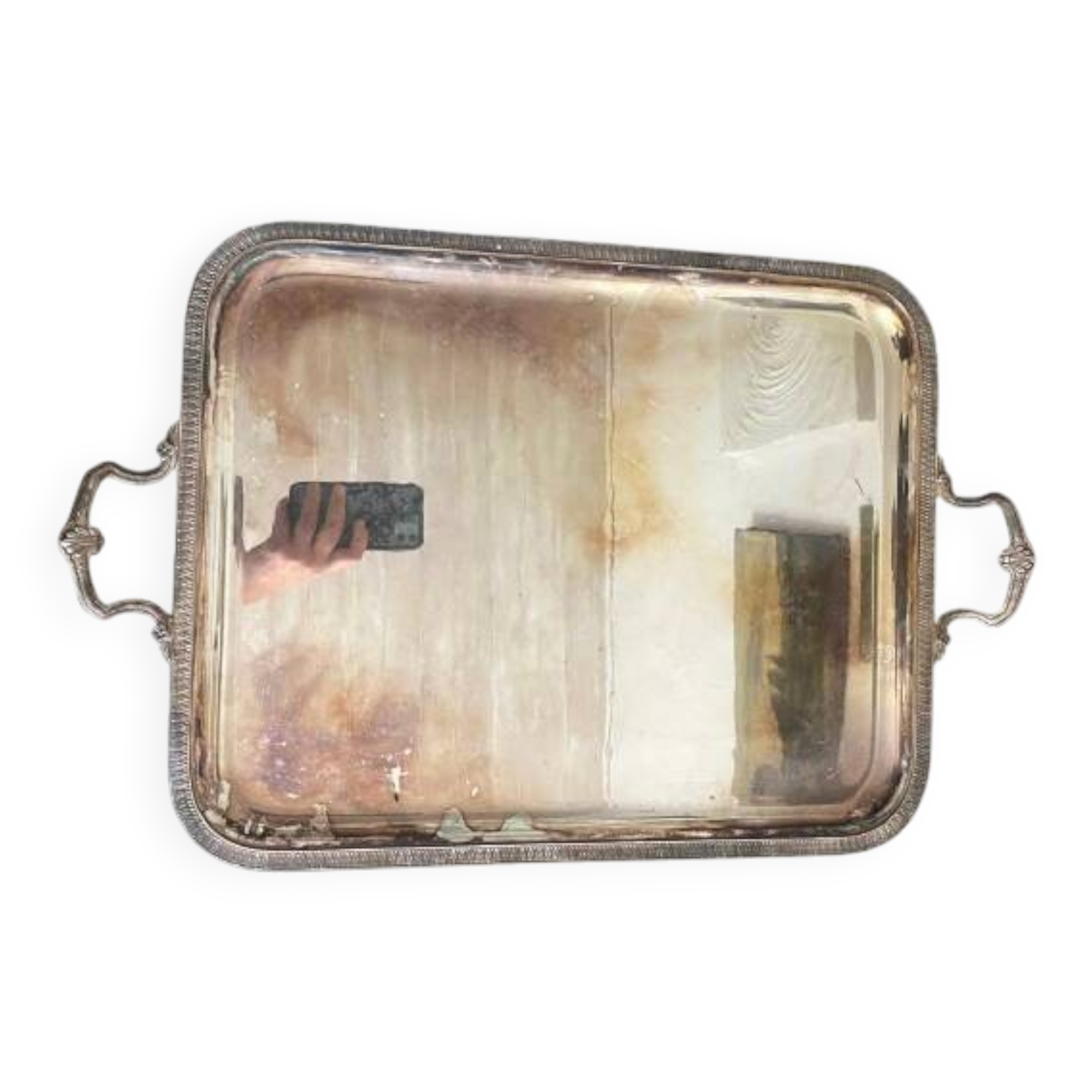 Silver-plated metal serving tray