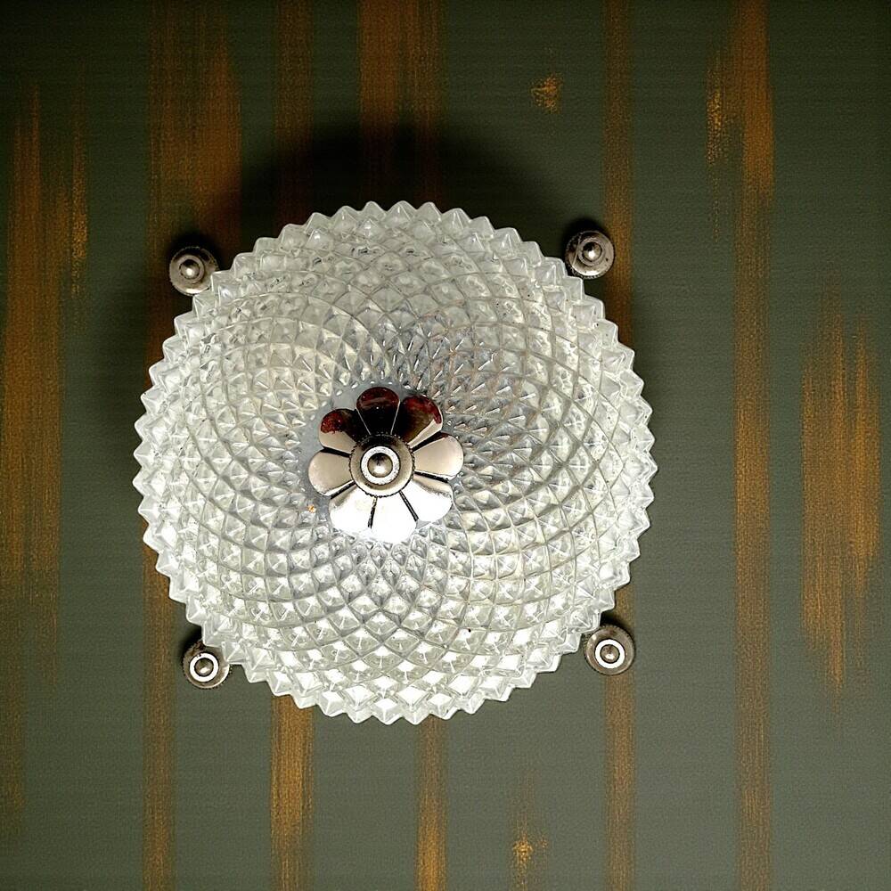 Glass round flush mount ceiling or wall light
