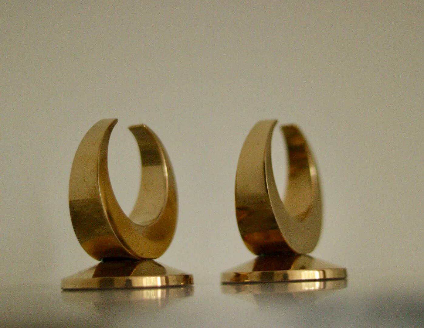 Pair of mid-century Swedish brass candle holders by Arthur Pe Kolbäck