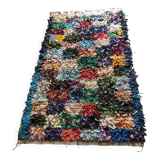 Vintage 1970s Boucherouite Moroccan Berber Square Rug - 190 x 120 cm