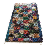 Tapis vintage 1970 boucherouite Maroc Berbère carrés - 190 x 120 cm