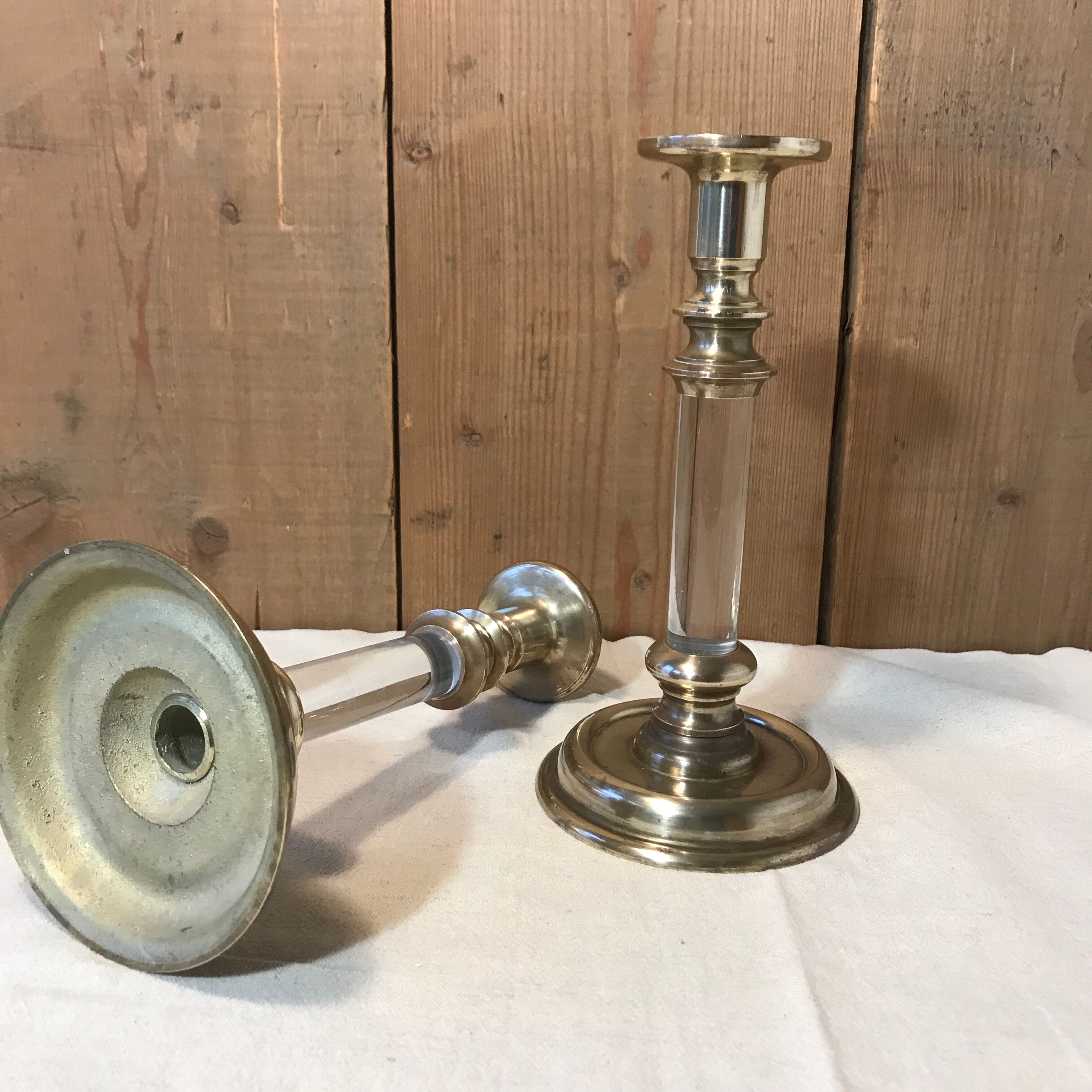 Pair of vintage brass candle holders