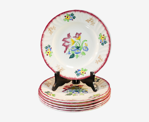 Set de 6 assiettes plates Longwy modèle Marseille