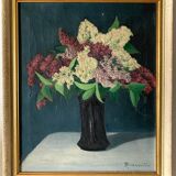 Old painting bouquet of lilacs