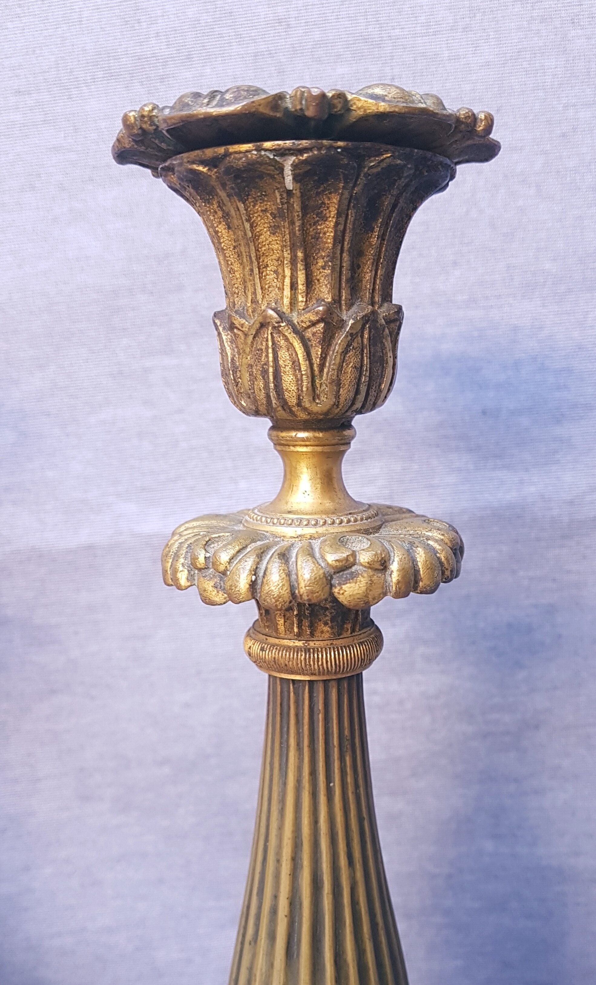 Pair of 18th-century bronze candlesticks Restoration