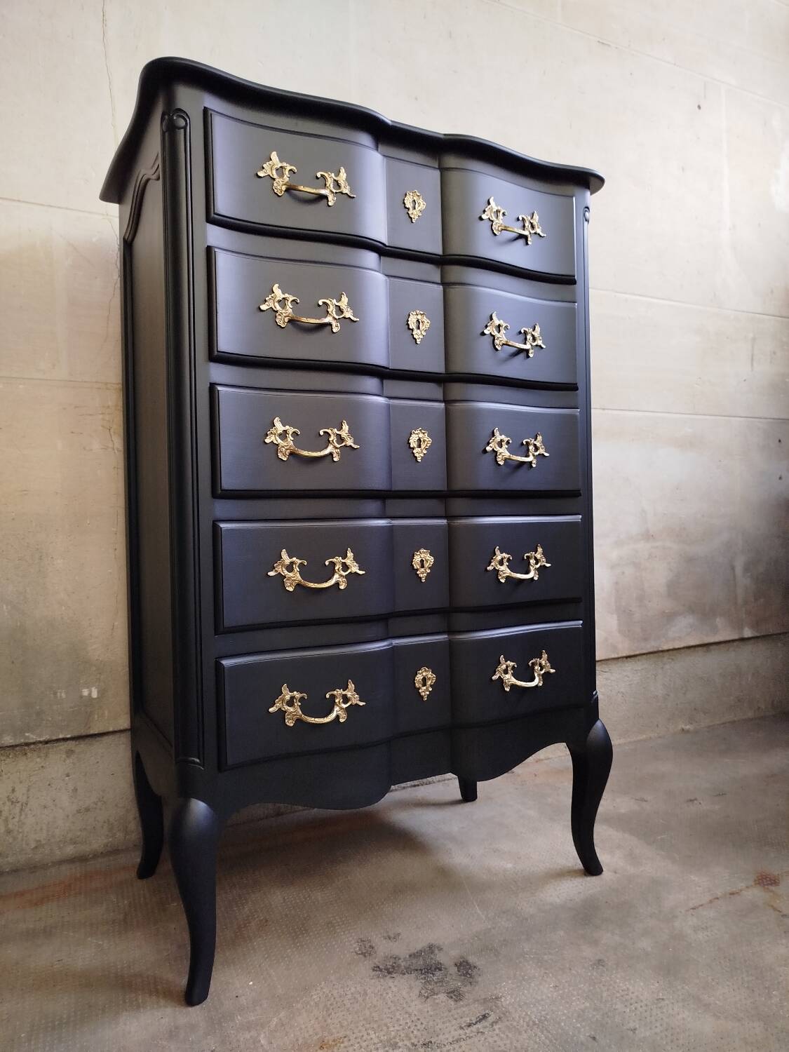 Vintage chiffonier painted black