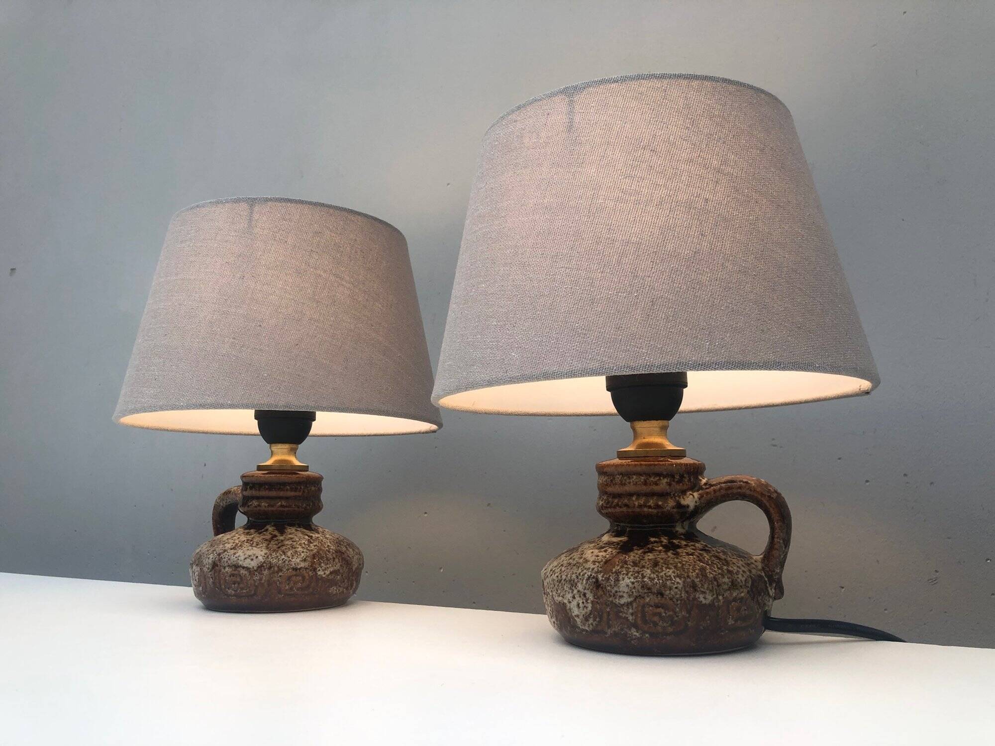 pair of ceramic bedside lamps "Fat-Lava", origin West Germany