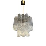 Elegant Contemporary Murano Glass Tronchi Chandelier in Burnished Metal