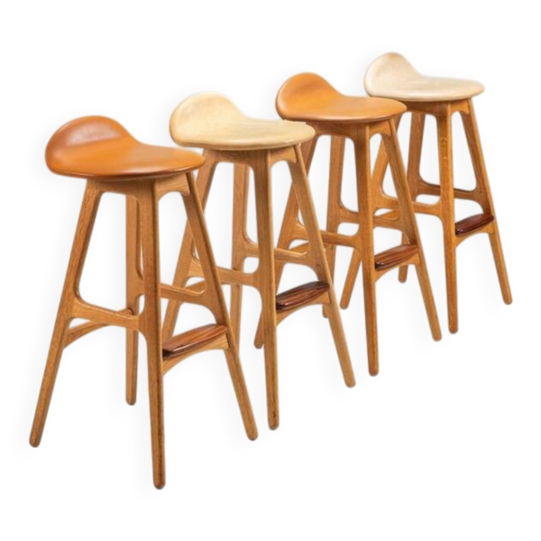 4 tabourets de bar “OD61” Erik Buch Oddense Mobler Danemark 1965