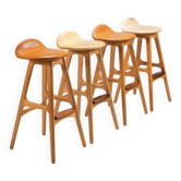 4 tabourets de bar “OD61” Erik Buch Oddense Mobler Danemark 1965