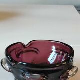 Murano pocket emptier. Organic/Corolla floral design. In purple blown glass. Diam 15 cm