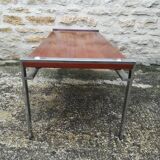 Chrome and teak coffee table