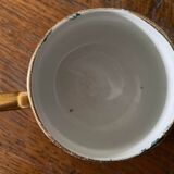 Creil et Montereau cup and saucer green and gold floral pattern