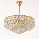 Bakalowits Chandelier, Brass and Crystal Glass, Austria, 1960s