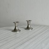 Pair of small, lightweight, beaded metal candle holders