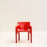Set of 4 red "Gaudi" armchairs by Vico Magistretti for Artemide