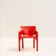 Set de 4 fauteuils "Gaudi" rouges de Vico Magistretti pour Artemide