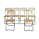 Set of 6 green folding chairs
