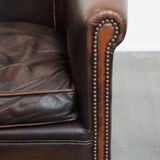 Cowhide Leather Club Armchair in English Style