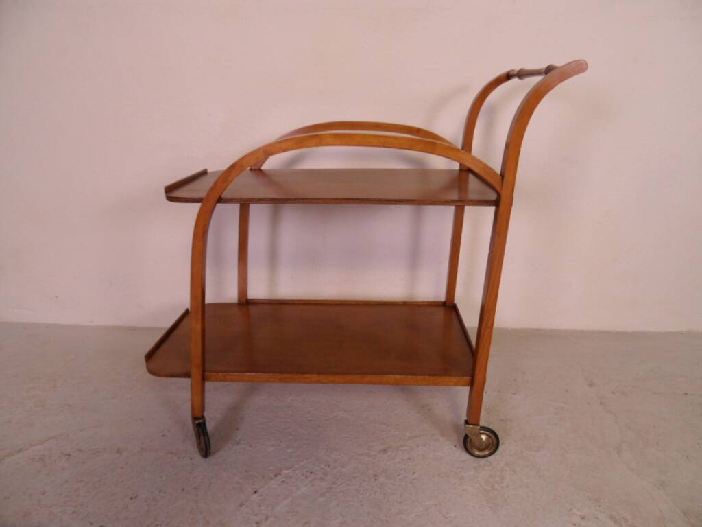 Vintage Mid century oak trolley
