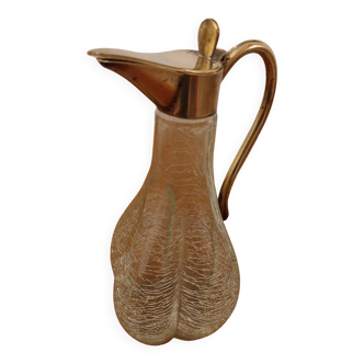 Petit pichet/aiguiere en laiton et verre de murano italie