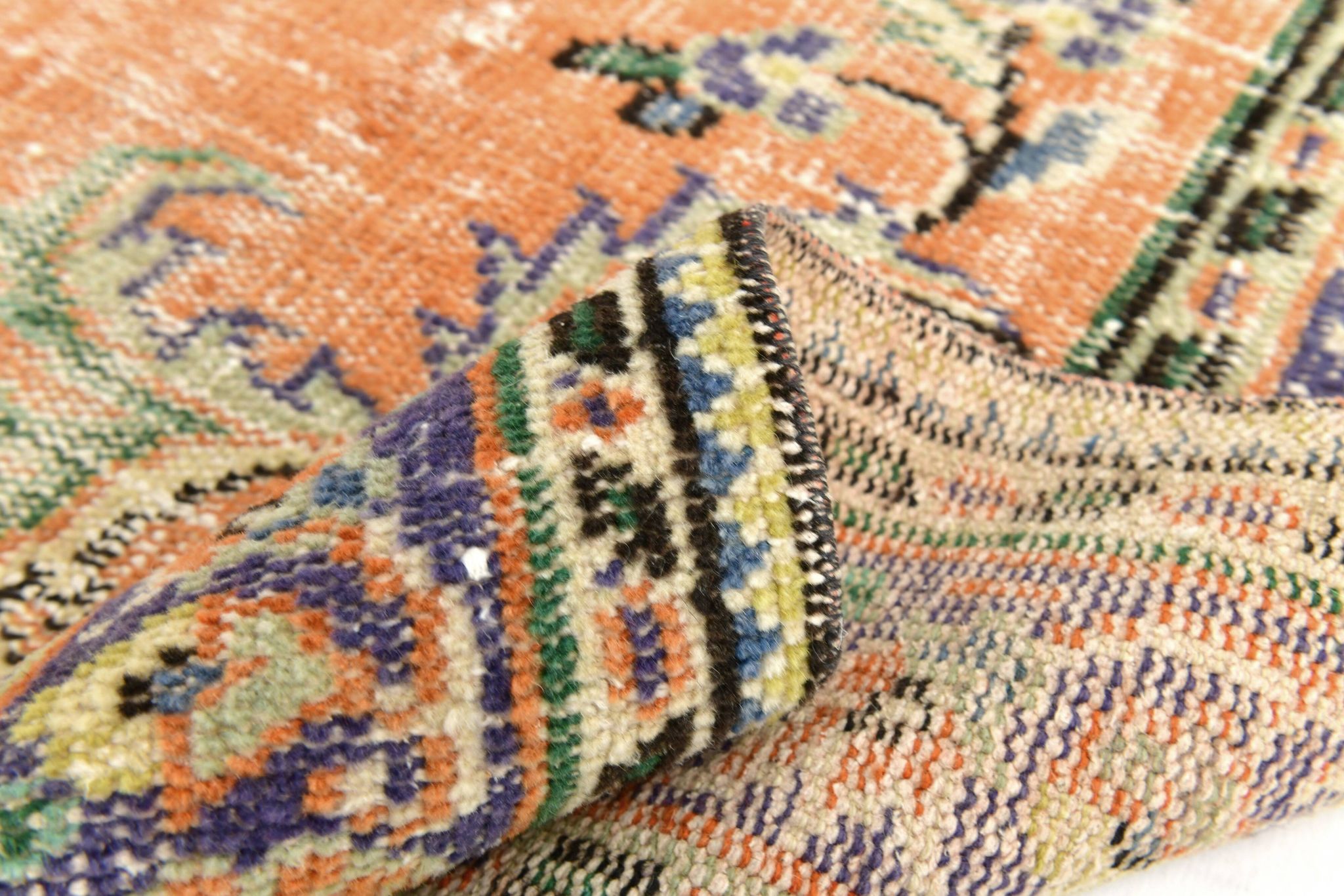Tapis turc vintage orange citrouille, 191 x 272 cm