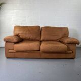Roche-Bobois brown leather sofa