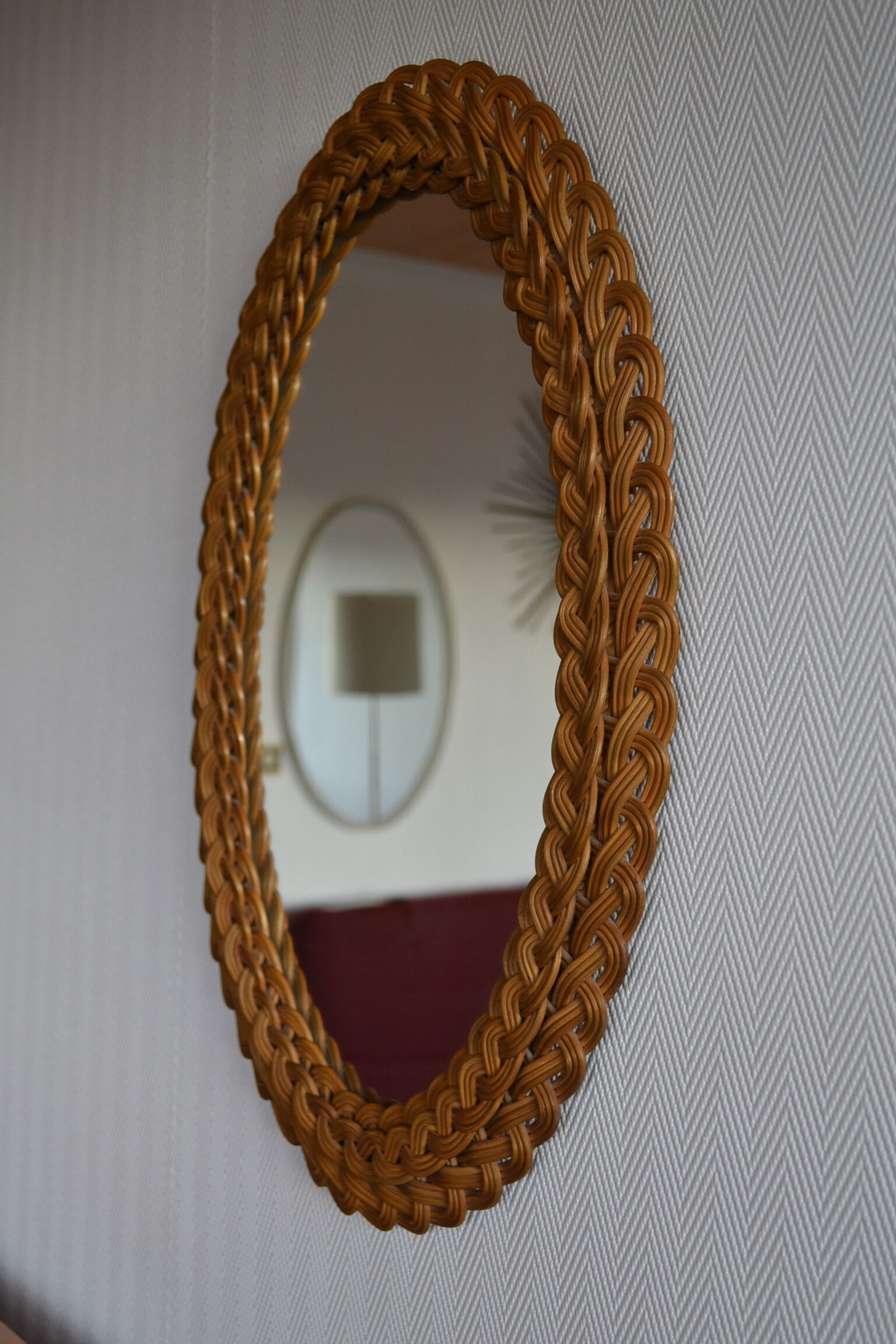 Rattan mirror from the 1960