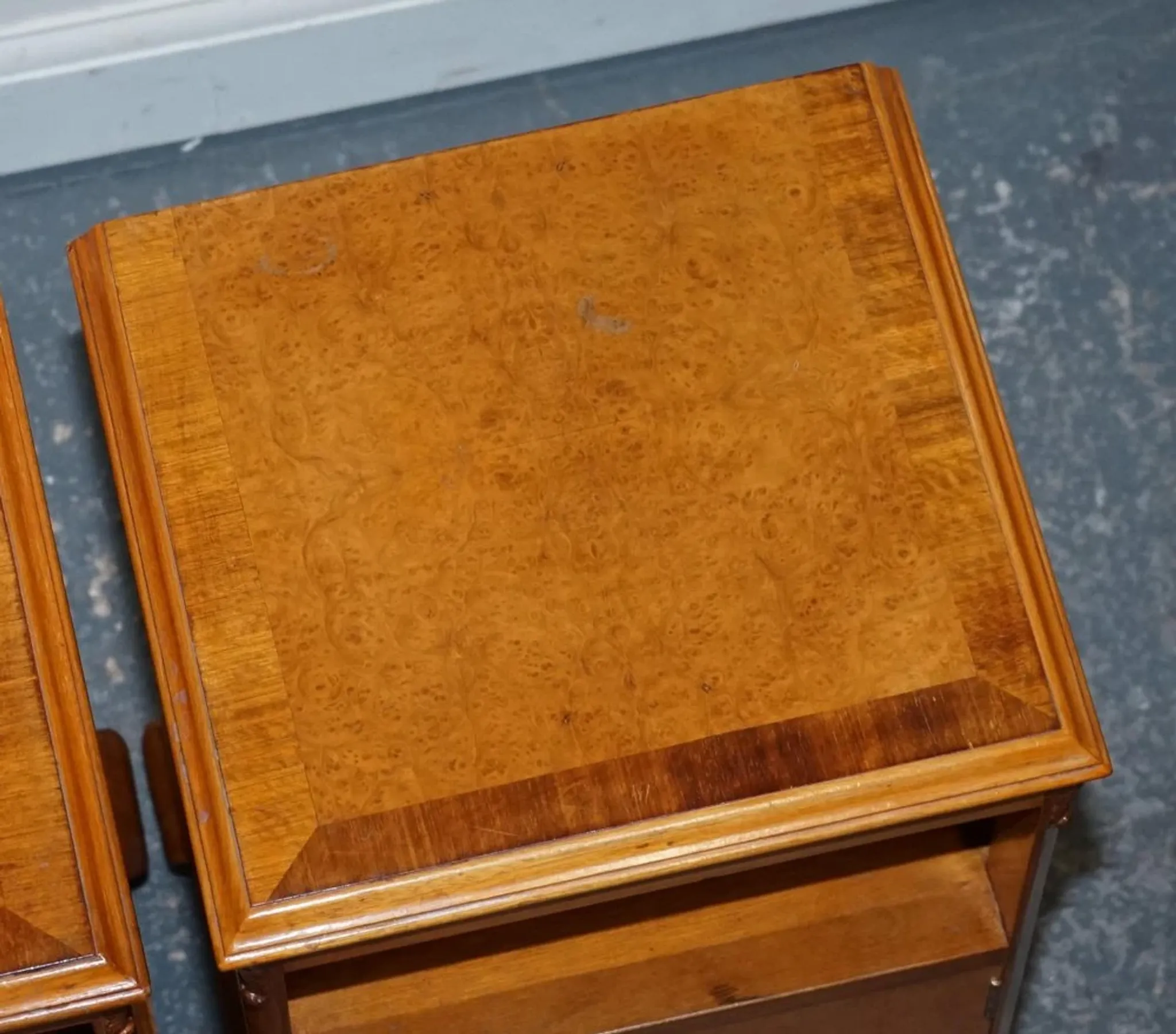 Art Deco Nightstands in Walnut, 1920s, Set of 2
