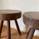 Pair of brutalist stool in solid oak 60s