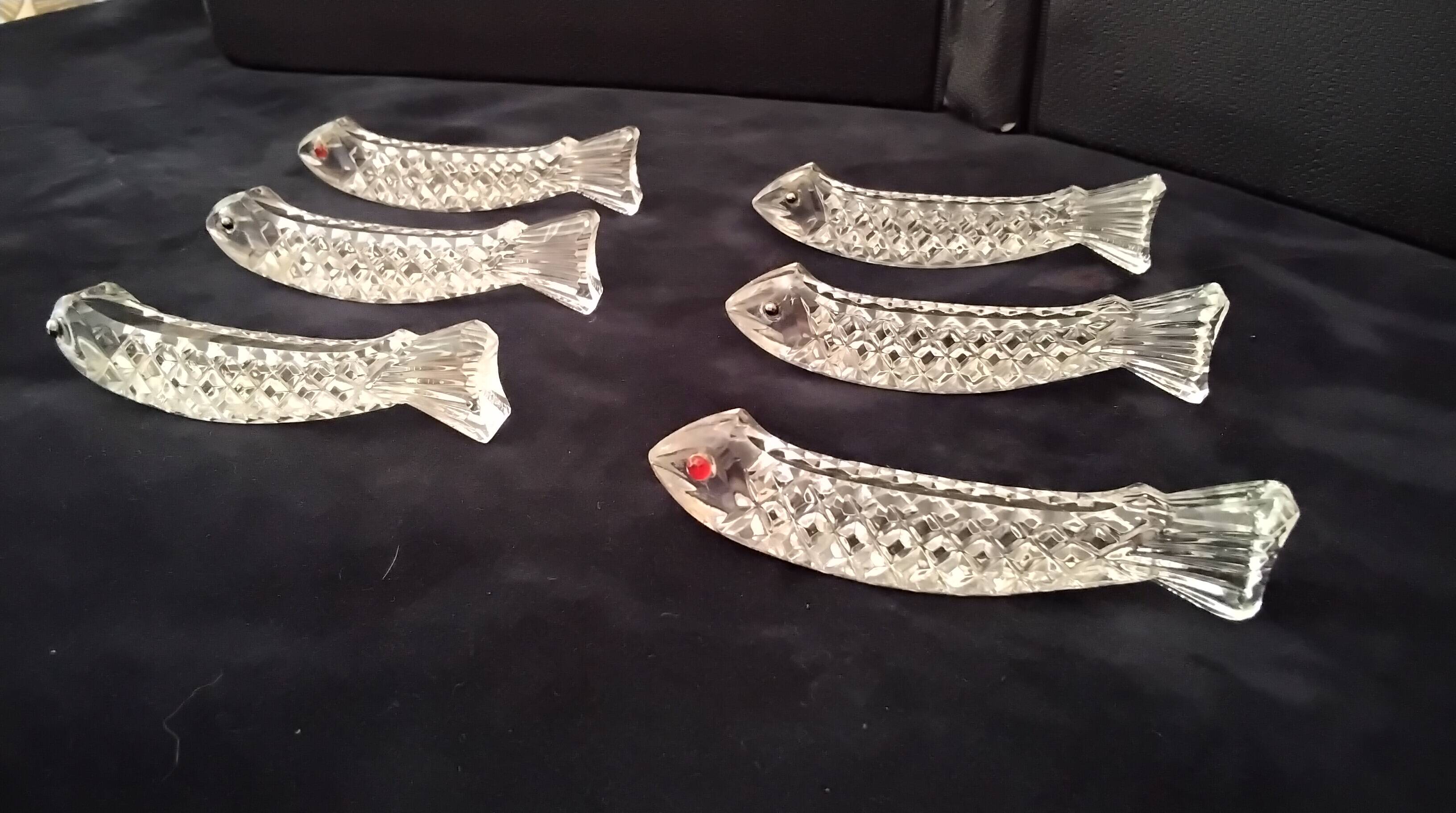 6 zoomorphic crystal knife rests