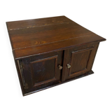 Vintage pathé vinyl record storage cabinet with 2 wooden compartments and hinged doors (wine)