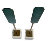 Pair of brass and marble bookends