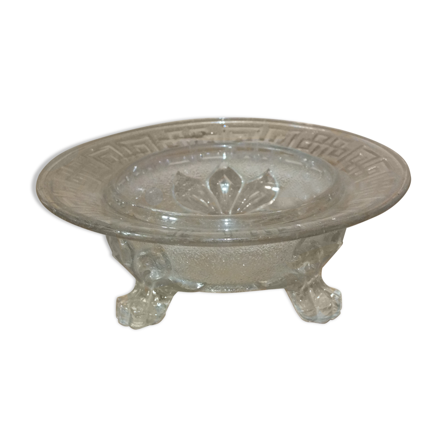 Old cup or sugar tripod moulded glass