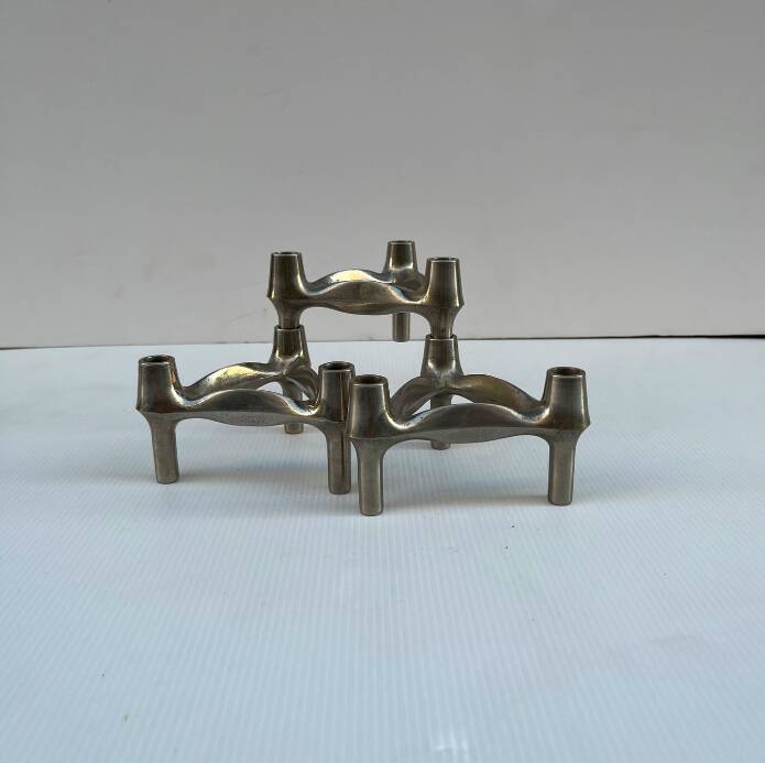 Vintage Stoffnagel candle holders in chrome steel